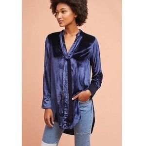 Anthropologie Maeve Tie Neck Tunic Velvet top